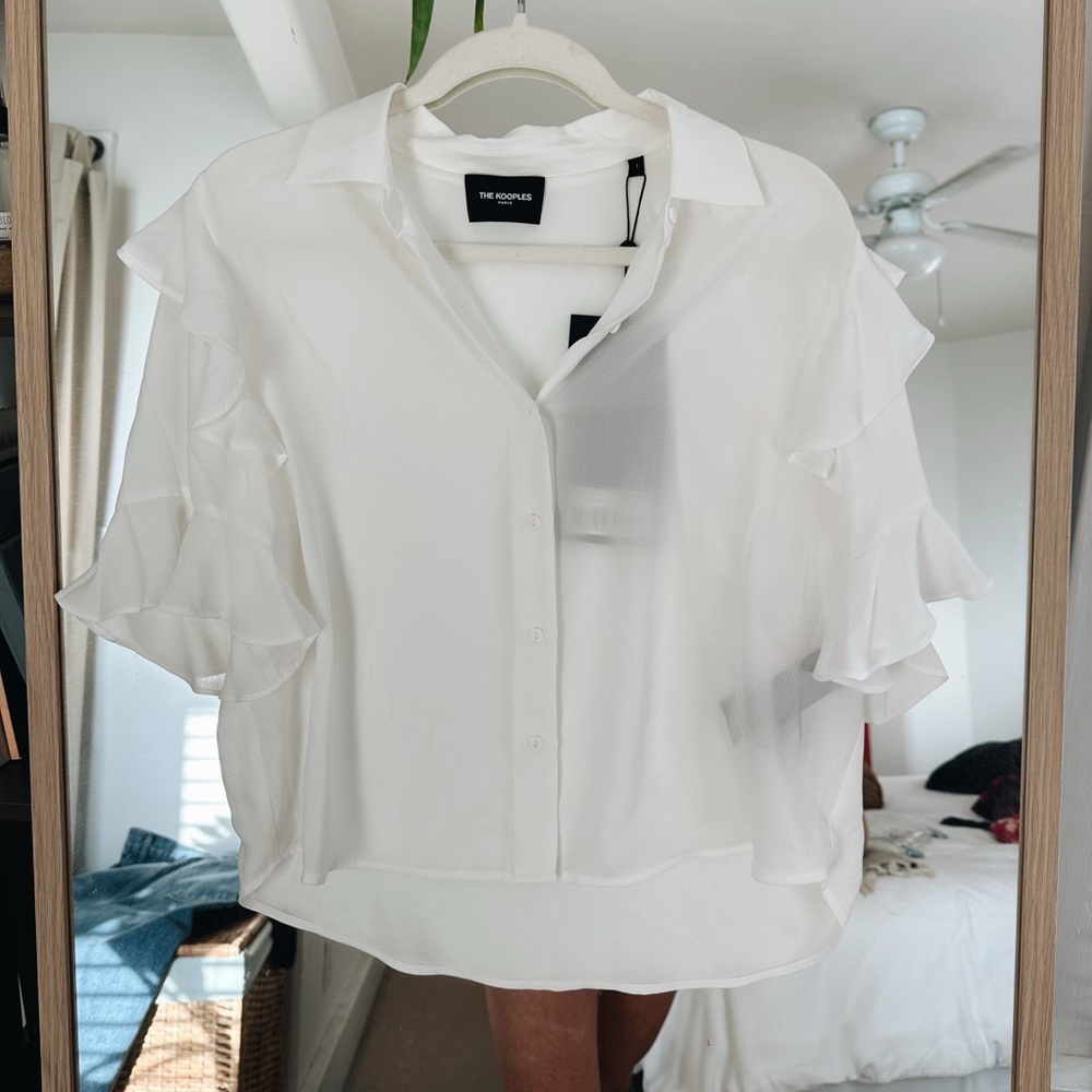 NWT The Kooples Short Sleeve Flounce Shirt